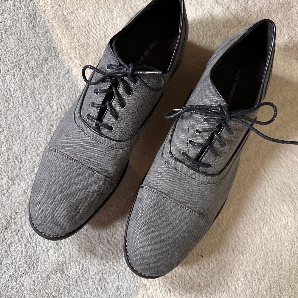 John Varvatos USA Gray Canvas Cap Toe Oxford Shoes Men’s Size 13 M  NWOB